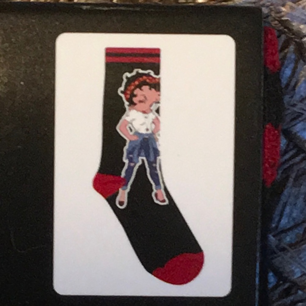 Betty Boop Black and Red Graphic Crew Socks